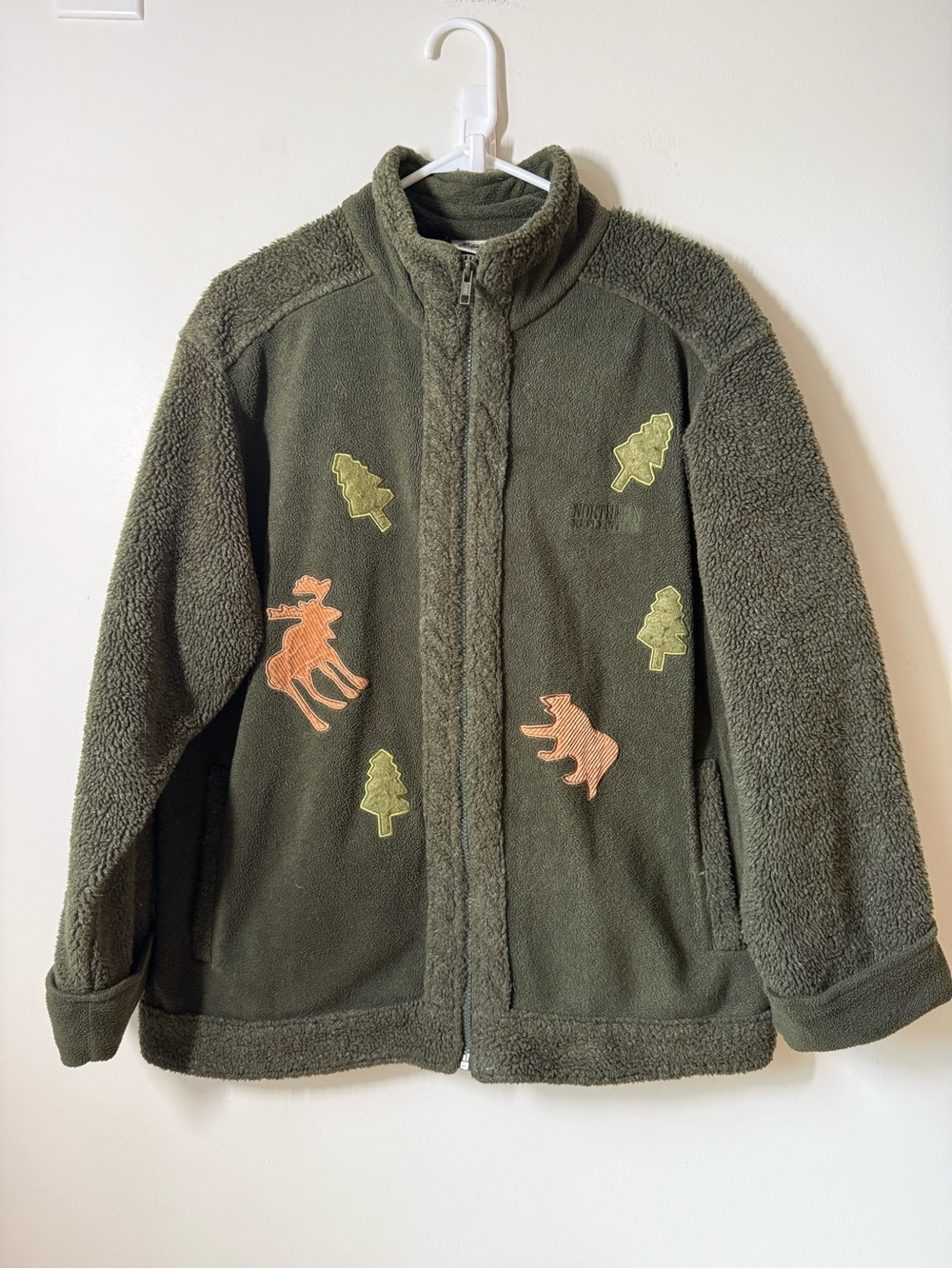Northern Reflections Fleece Zip Jacket moose and tree novelty appliqué